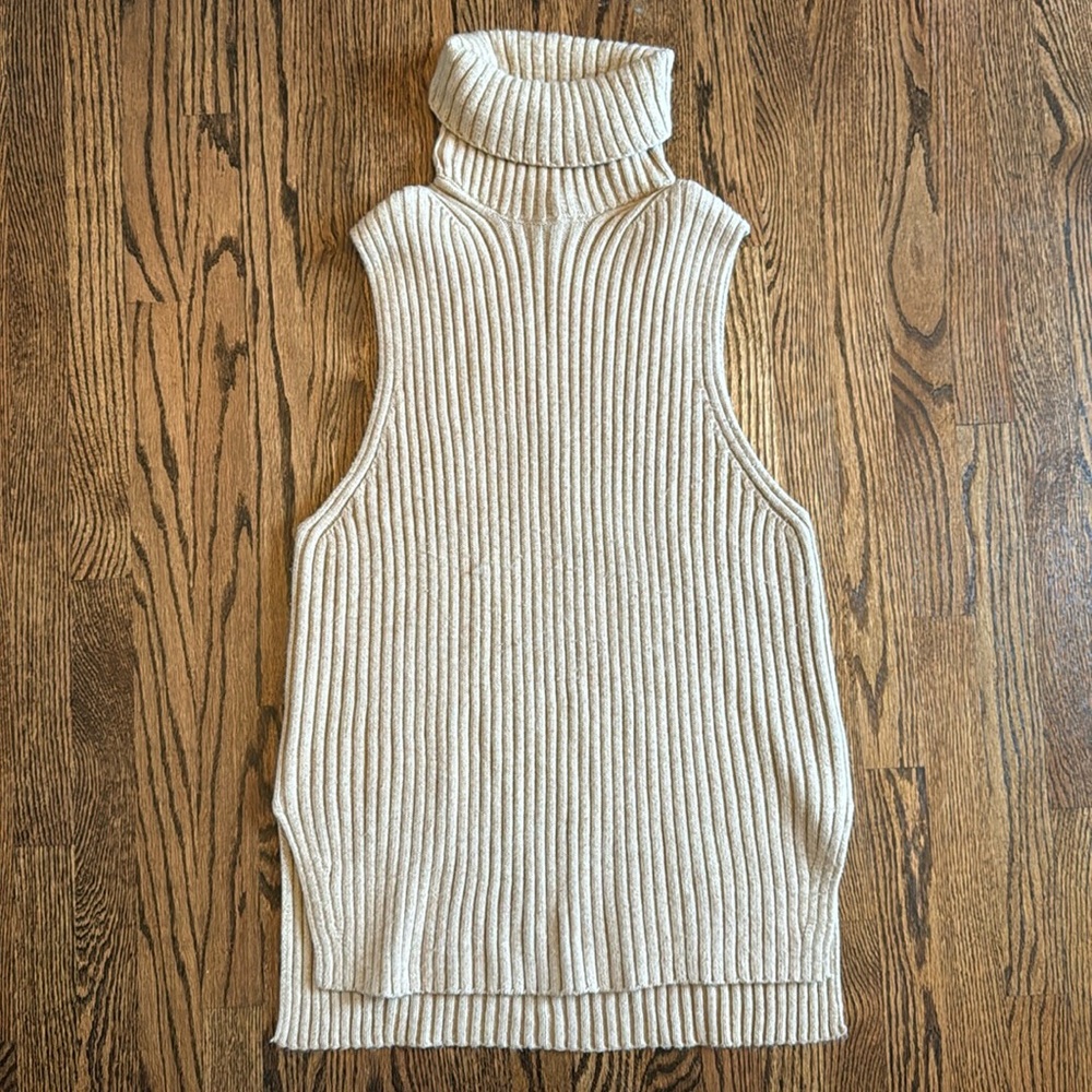 Oversized Camel Colored Sleeveless Sweater